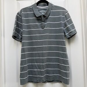 AEROPOSTALE SHORT SLEEVE POLO SHIRT STRIPES GREY LARGE